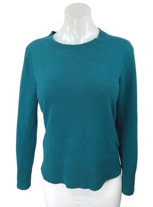 J.Crew 100% Cashmere Women's Blue Knit Long Sleeve Crew Neck Sweater Top Size XS thumbnail 1