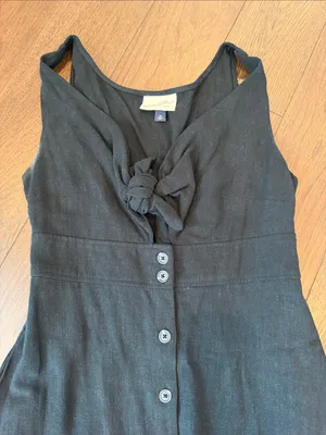 Universal Thread Black Midi Button-Front Tie-Neck Dress Size XS - C26-033 thumbnail 4
