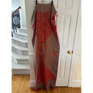 Pashmina Silk Cashmere Red Blue Metallic Gold Peacock Wrap Scarf Boho Western thumbnail 6