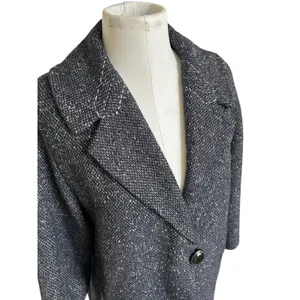 Cabi Blair Black Oversized Wool Blend Tweed One Button Dark Academia Jacket M thumbnail 4