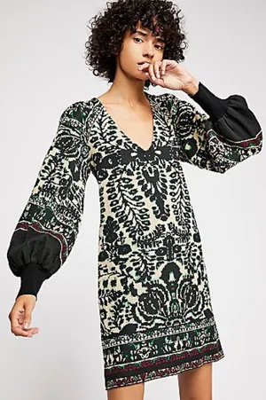 Free People Music & Lyrics Balloon Sleeve Knit Sweater Dress XS thumbnail 1