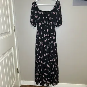 NEW Altar’d State Deanne black floral tiered maxi dress women’s size small thumbnail 6