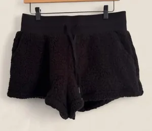 POPFLEX Black Sherpa fleece teddy Shorts lounge size Small thumbnail 1