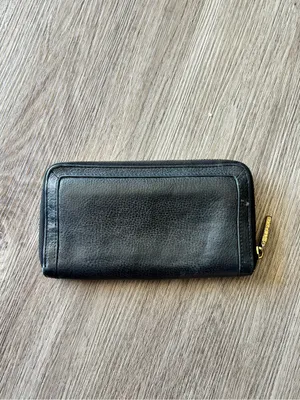 Tory Burch Black Leather Zip-Around Wallet with Gold Logo Emblem thumbnail 3