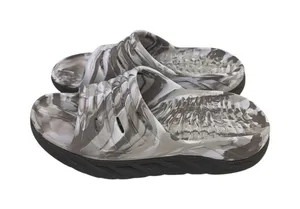 Hoka One One Ora Recovery Slide Swirl Gray White Slip On Sandals Women's 7 thumbnail 1