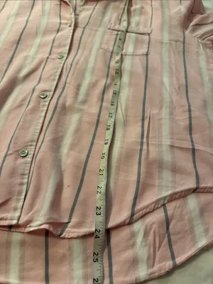 Victoria's Secret Pink and White Striped Button-Down Shirt thumbnail 6