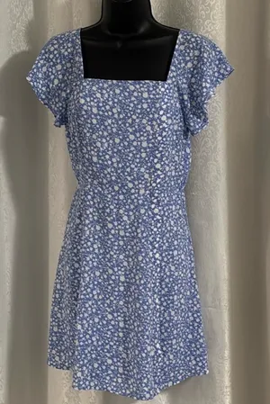 Sienna Sky Pastel Blue Ditsy Floral Mini Summer Dress thumbnail 1