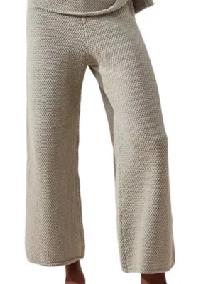 Free People Beach Hailee Sweater Pants Waffle Knit Cropped Wide Flare Leg thumbnail 2