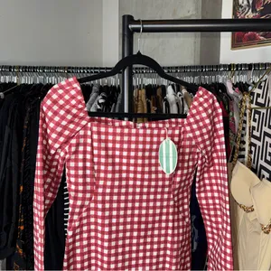 Le Club Social Wear Red Gingham Square Neck Mini Dress Womens XS New NWT thumbnail 3