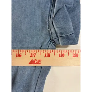 Blue Denim Short Sleeve Button Front Midi Shirt Dress Light Wash Small thumbnail 5
