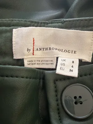 By Anthropologie Faux Leather Culottes Dark Green Sz.4‎ NWT thumbnail 6