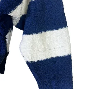 Free People Found My Friend Striped Bouclé Knit Sweater Navy Blue White Size XS thumbnail 7