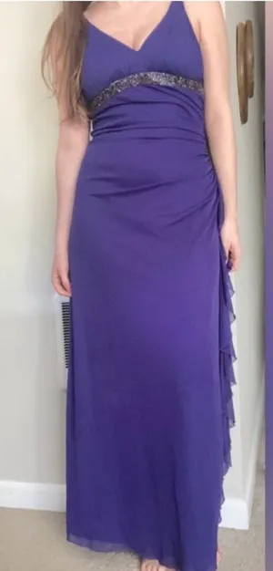 Vintage Y2K City Triangles Purple Asymmetrical Ruffle Formal Dress Medium thumbnail 1