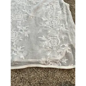 Banana Republic White Floral Crochet Mesh Cotton Tank Top Large Scoop Neck Slits thumbnail 5
