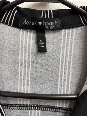 Derek Heart Maternity Black and White Vertical-Stripe Drawstring Dress Small thumbnail 2