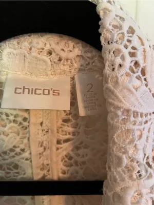 Chico's Cream Lace Longline Trench Coat Sz 2 Chicos sizing thumbnail 4