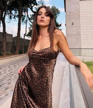 Zara maxi Satin Leopard animal print cheetah slip strappy casual summer dress thumbnail 1