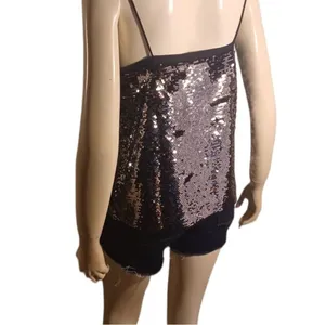 WDNY Cami Sequin Party Top Spaghetti Straps V Neck Size M Metallic NWT thumbnail 5