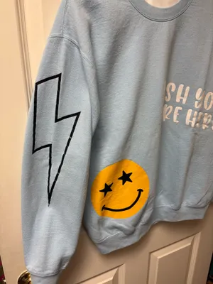 Gildan Light blue wish you were here sweatshirt thumbnail 3