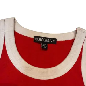 Wellness Club Ribbed Ringer Tank Top Red White Retro‎ Sporty Tennis Prep XS NWT thumbnail 3