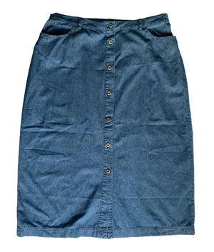 Allison Daley Plus Size Soft Light‎ Blue Denim Buttoned Skirt Size 18W thumbnail 1