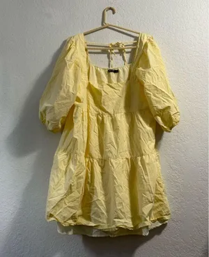 Nasty Gal yellow fit flare baby doll fairycore cottagecore whimsy dress 16 thumbnail 1