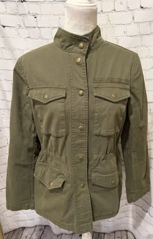 Gap Jacket Womens XS Army Green Classic Utility Snap Cinch Waist Military Field thumbnail 1