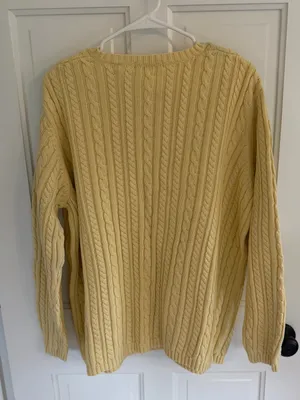 Vintage Valerie Stevens 1X Yellow Cotton Cable Knit Fisherman Sweater thumbnail 5