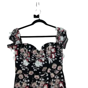 Dress‎ the Population Tara Floral Embroidered Black Multi Dress Size Large thumbnail 4