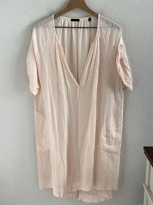 ATM Gauze Cotton Dress in Petal Boho Lagenlook Airy 100% Cotton Coastal Small thumbnail 1