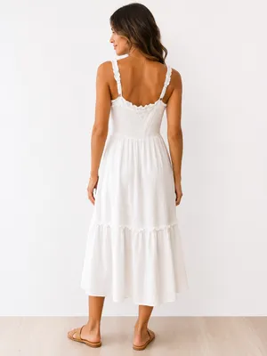 Maurice’s White Smocked Midi Dress thumbnail 2