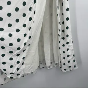 PEONY Le Spot Maxi Skirt SZ 2 Green Polka Dot Thigh High Slit eco-Conscious NWT thumbnail 12