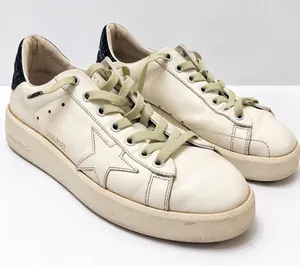 Golden Goose PureStar Low Top Sneakers White Leather Glitter Heel Size 38 US 8 thumbnail 1