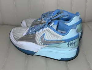 Nike Youth 5Y Sneakers White Blue Basketball Shoes | Fits Women’s 6.5–7 thumbnail 1