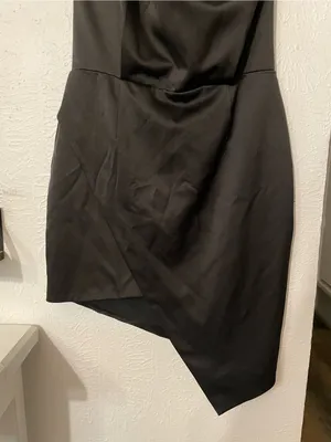 Elliatt x Revolve Camo Black Satin Halter Asymmetrical Dress Large thumbnail 5