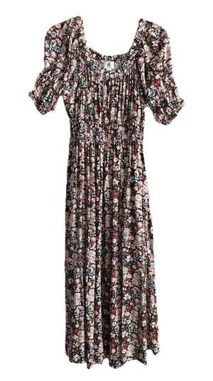 Stockplace The‎ Label Floral Puff Sleeve Midi Dress Women's Small Cottagecore thumbnail 1
