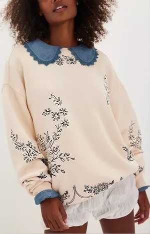 NWOT Free People Jo Pullover - milk tea combo - small - SOLD OUT / RARE thumbnail 1