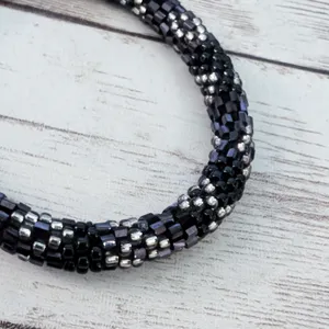 Vintage Bracelet Dark Purple, Black, Clear Beads thumbnail 5