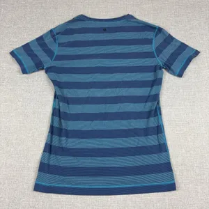 Lululemon T-Shirt Womens Medium Blue Striped V-Neck Short Sleeve Athletic Top thumbnail 2