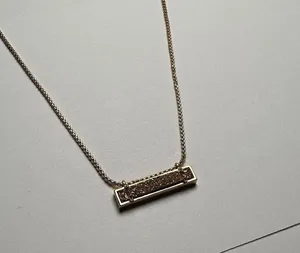 Kendra Scott Leanor Druzy Pendant Rose Gold Tone Necklace Adjustable Length thumbnail 11