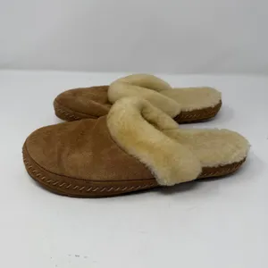LL Bean Slip on Slide Slipper Scuff Shearling Suede Brown Womens Size 10 thumbnail 4