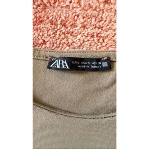 ZARA Taupe Long Sleeve Bodysuit Snap Closure Stretch Top Size S thumbnail 2