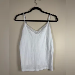 Victoria’s Secret Y2K Style Pointelle Lace Trim White Cami Sz M thumbnail 4