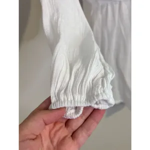 White Tie-Front Gauze Button-Up Shirt and Shorts Set Size Small thumbnail 6