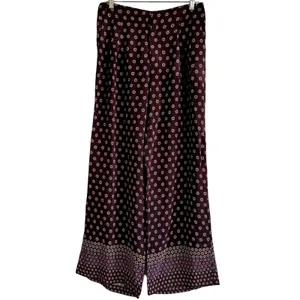 Anthropologie Marsden Wide Leg Pants Pleated Printed Pockets Crimson Red 4 thumbnail 2