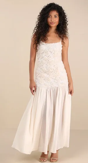 Lulus 3d rosette sheer hem maxi dress thumbnail 1
