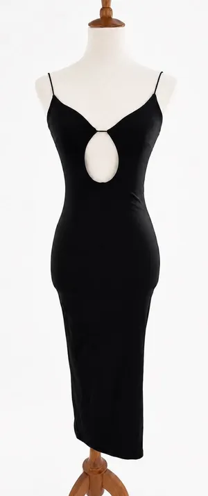 New Black Strappy Backless Cutout Maxi Dress Spaghetti Strap Bodycon Y2K Size XS thumbnail 1