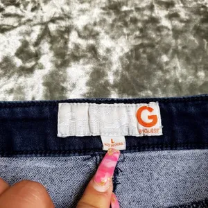 G by Guess Blue Distressed Denim Mini‎ Skirt Size: L thumbnail 6