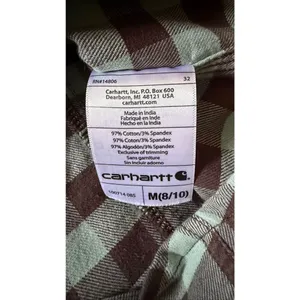 Carhartt Flannel Shirt Size M Blue Plaid Soft Fitted thumbnail 5