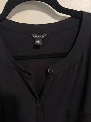 Ann Taylor Jumpsuit Women Black Short Sleeve Button Front Wide Leg Belted Sz 10 thumbnail 3